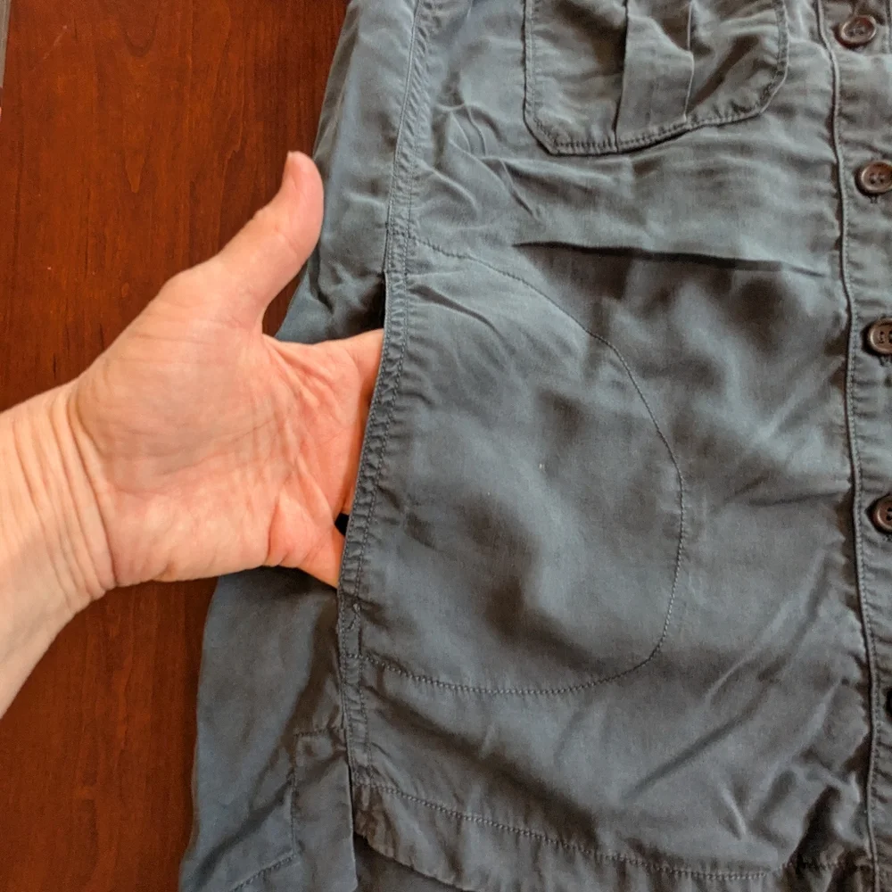 Free People Casual Button Down cCamp Shirt, Size Small, cadet blue - Picture 4 of 8